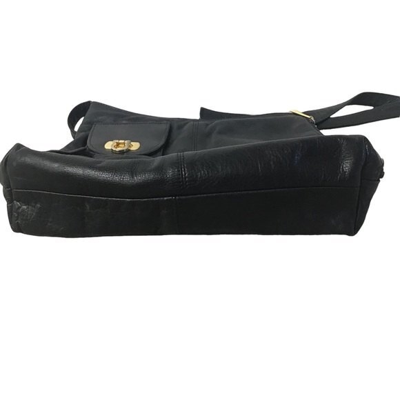 New York Black Leather Shoulder Bag With Sunglasses Compartment - Picture 9 of 9